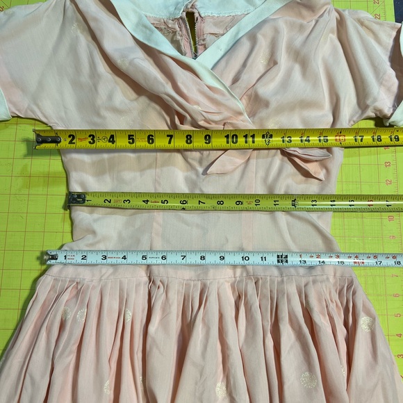 VINTAGE 50s MCM sailor nautical dress fit flare pastel pink midi Tailored Junior - Picture 10 of 14
